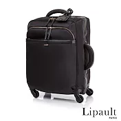 法國時尚Lipault 20吋Plume Avenue優雅四輪布面登機箱(亮黑)