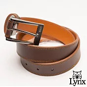 Lynx - 美國山貓雅緻簡約真皮穿針式皮帶-共2色咖啡色