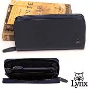 Lynx - 美國山貓藍調紳士進口牛皮系列8卡拉鏈長夾-共2色藍