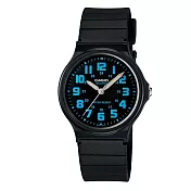 【CASIO】超薄經典指針錶-黑X水藍(MQ-71-2B)