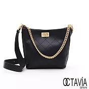 OCTAVIA 8 - 黃金1+1 菱格雙鍊帶肩斜水桶淑女肩包包 - 超級黑