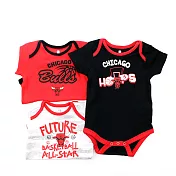 NBA 新生兒包屁衣三件組 公牛隊12M黑色