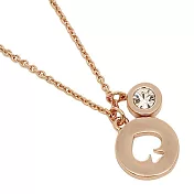 Kate Spade 簍空黑陶水鑽墜鍊-玫瑰金（現貨＋預購）玫瑰金