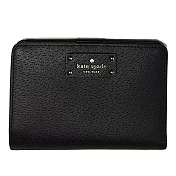 Kate Spade 防刮真皮皮革中夾零錢包-黑（現貨＋預購）黑
