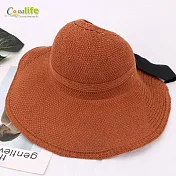 【Conalife】韓版百搭防曬可收捲漁夫草帽  -焦糖