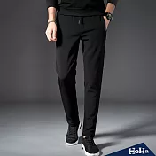 <現貨+預購>拉鏈口袋彈性腰休閒長褲 二色-HeHa-3XL（黑色）