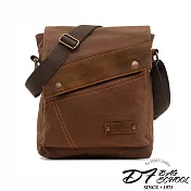 DF BAGSCHOOL - 荒野不羈復古帆布直式斜背包-共2色咖色