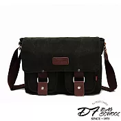 DF BAGSCHOOL - 日系學院風雙口袋帆布側背包-共3色黑色
