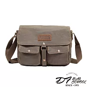 DF BAGSCHOOL - 復古雙口袋百搭款帆布側背包-共3色軍綠