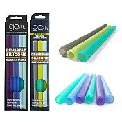 美國gosili ❚ 珍奶款+20cm海洋系❚ 矽膠環保吸管組