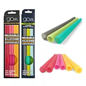 美國gosili ❚ 珍奶款+20cm玫瑰系❚ 矽膠環保吸管組