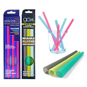 美國gosili ❚ 珍奶款+3種尺寸紅藍❚ 矽膠環保吸管組