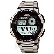 【CASIO 】十年電力世界時間不鏽鋼錶-(AE-1000WD-1A)