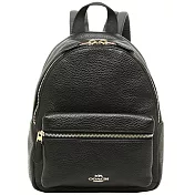 COACH 馬車LOGO荔枝紋皮革後背包-黑色（現貨+預購）黑色