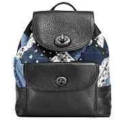 COACH 荔枝紋全皮拼接單寧後背包-黑（現貨+預購）黑