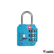 【CROWN 皇冠】TSA海關密碼鎖 鎖頭掛鎖 二色可選(專利防盜功能)透明藍