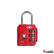 【CROWN 皇冠】TSA海關密碼鎖 鎖頭掛鎖 二色可選(專利防盜功能)透明紅