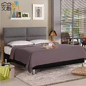 【文創集】崔格斯 時尚6尺棉麻布&皮革雙人加大床台組合(二色可選+不含床墊)灰色棉麻布