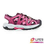 LOTTO 義大利 女 護趾戶外涼鞋-US5酒紅