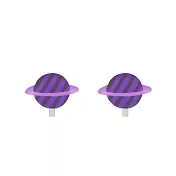 Snatch X 日日野餐 繽紛星球系列貼耳耳夾 - 黑紫斜紋星球