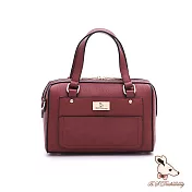 B.S.D.S冰山袋鼠 - 薔棘女爵 - 復古皮革輕奢兩用波士頓包 - 胭脂紅【9042R】