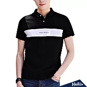 <現貨+預購>胸前撞色字母POLO衫 三色-HeHa-L（黑色）