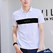 <現貨+預購>胸前撞色字母POLO衫 三色-HeHa-L（白色）