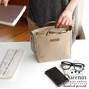 DF Queenin流行 - 韓版包中包手提斜背收納袋-共4色卡其