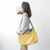 撞色單肩兩用帆布A4包 質感薑黃