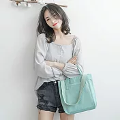 純色單肩兩用帆布托特包  清新薄荷綠