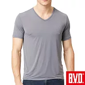 BVD 冰沁柔滑速乾V領短袖衫-4入組M灰紋