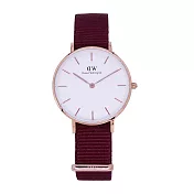DW Daniel Wellington 經典中的珍貴收藏時尚優質尼龍帶腕錶-紅+玫瑰金/32mm-DW32RK