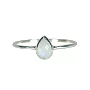 Pura Vida 美國手工 月光石淚滴造型純銀戒指6銀色