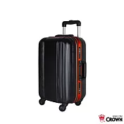【CROWN 皇冠】19.5吋 超輕量 彩色鋁框行李箱- 黑色桔框