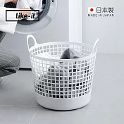 【日本like-it】日製北歐圓形洗衣收納籃-附手把  -白