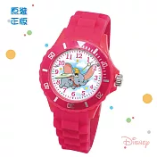 【Disney迪士尼】兒童運動彩帶手錶(中)-魔法小飛象桃紅色