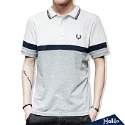 <現貨+預購>撞色拼接刺繡圖騰POLO衫 三色-HeHa-XL（白色）
