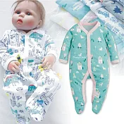 印花包腳哈衣 前開 新生兒 長袖 軟綿 前開 側釦 連身衣 哈衣 包腳 連腳衣XXS公主