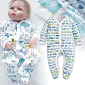 印花包腳哈衣 前開 新生兒 長袖 軟綿 前開 側釦 連身衣 哈衣 包腳 連腳衣XXS車群