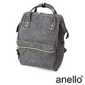 anello 輕質皮革口金後背包 黑丹寧 L尺寸