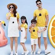 趣味繡花短袖套裝親子裝(男童)100黃色