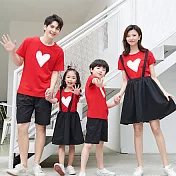 愛心貼布短袖上衣親子裝(女大人)M紅色