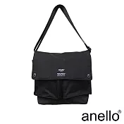 anello 海外限定率性軍風休閒斜背包 黑色 L尺寸