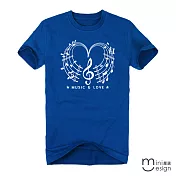 <現貨+預購>[Minidesign]  （男款）MUSIC&LOVE原創設計T 三色-M（寶藍色）