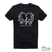 <現貨+預購>[Minidesign]  （男款）MUSIC&LOVE原創設計T 三色-M（黑色）