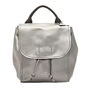 COACH 金屬色荔枝皮革後背包-銀色（現貨＋預購）銀色