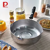 【日本珍珠金屬】日製IH不鏽鋼槌目雙口雪平鍋-22cm