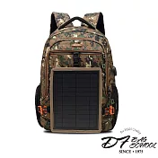 DF BAGSCHOOL - 男士戶外休閒時尚款USB太陽能充電雙肩後背包-共2色迷彩