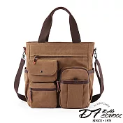 DF BAGSCHOOL - 男士商務休閒3WAYS電腦手提斜背帆布托特包-共2色咖啡