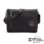 DF BAGSCHOOL - 韓版男士休閒學生帆布水洗仿舊斜背單肩包-共2色黑色